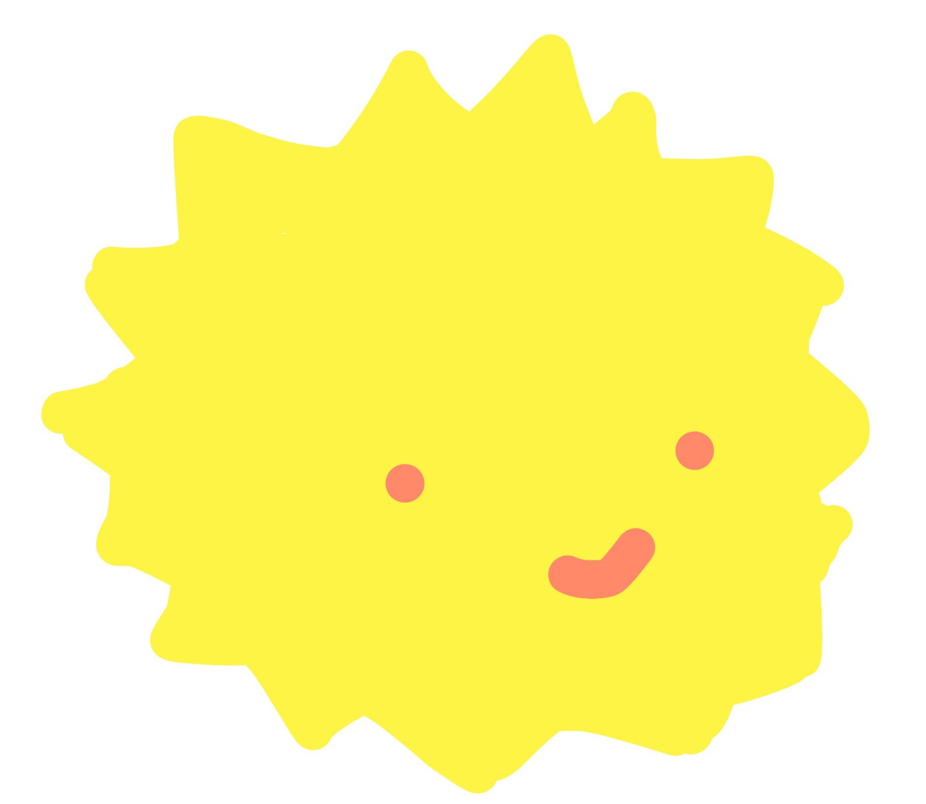 simple drawing of a yellow sun with a smiley face in pink